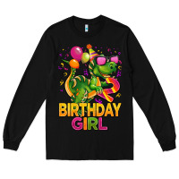 Black 2rd birthday girl t rex pink Long Sleeve Tee - CowGirlArtShop