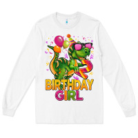 White 2rd birthday girl t rex pink Long Sleeve Tee - CowGirlArtShop