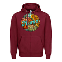 Burgundy pumpkin mama with background Zipper Hoodie - BundleAndBundleShop