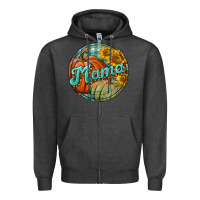 Charcoal Heather pumpkin mama with background Zipper Hoodie - BundleAndBundleShop