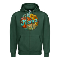 Sports Green pumpkin mama with background Zipper Hoodie - BundleAndBundleShop