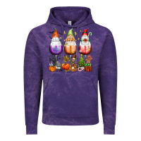 Cloud Purple Hallothanksmas wine glasses and gnomes Vintage Hoodie - texasbilliewilder