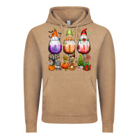 Vintage Coffee Hallothanksmas wine glasses and gnomes Vintage Hoodie - texasbilliewilder