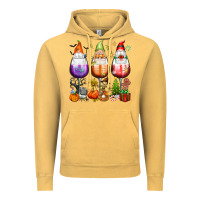 Vintage Mustard Hallothanksmas wine glasses and gnomes Vintage Hoodie - texasbilliewilder