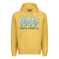 Antique Gold merry christmas blue trees Premium Hoodie - FaDigitalArtStudio