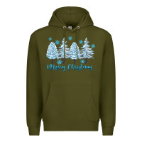 Army Green merry christmas blue trees Premium Hoodie - FaDigitalArtStudio