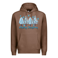 Chestnut merry christmas blue trees Premium Hoodie - FaDigitalArtStudio