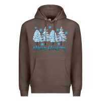 Coffee merry christmas blue trees Premium Hoodie - FaDigitalArtStudio