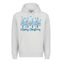 Dove Grey merry christmas blue trees Premium Hoodie - FaDigitalArtStudio