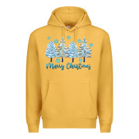 Mustard merry christmas blue trees Premium Hoodie - FaDigitalArtStudio