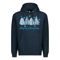 Navy merry christmas blue trees Premium Hoodie - FaDigitalArtStudio