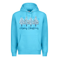 Ocean Blue merry christmas blue trees Premium Hoodie - FaDigitalArtStudio