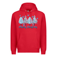 Red merry christmas blue trees Premium Hoodie - FaDigitalArtStudio