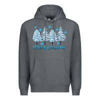 Rock merry christmas blue trees Premium Hoodie - FaDigitalArtStudio