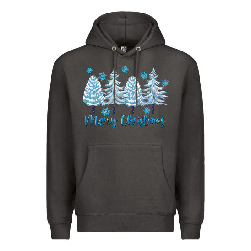 Merry Christmas Blue Trees Premium Hoodie by FaDigitalArtStudio | Teevron