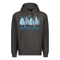 Smoke merry christmas blue trees Premium Hoodie - FaDigitalArtStudio