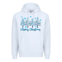 White merry christmas blue trees Premium Hoodie - FaDigitalArtStudio