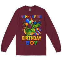 Burgundy mommy of the 5 th birthday boy t rex Long Sleeve Tee - CowGirlArtShop