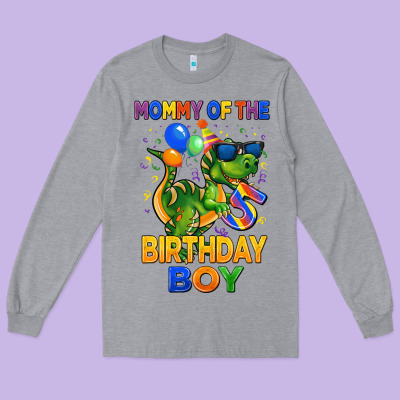 Mommy Of The 5 Th Birthday Boy T Rex Long Sleeve Tee Designed By Cowgirlartshop