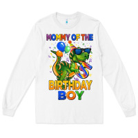 White mommy of the 5 th birthday boy t rex Long Sleeve Tee - CowGirlArtShop