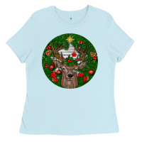 Baby Blue deer christmas Ladies Tee - BundleAndBundleShop