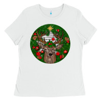 White deer christmas Ladies Tee - BundleAndBundleShop