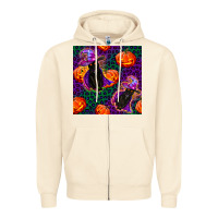 Sandshell witchy cat and pumpkins seamless paternal Zipper Hoodie - BundleAndBundleShop