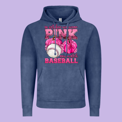 In October We Wear Pink And Watch Baseball Vintage Hoodie Designed By Texasbilliewilder