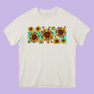 Leopard Sunflower Gemstone Heavy Core Tee Designed By Jahusdesignshop
