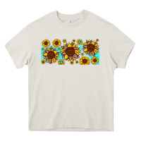 Cream leopard sunflower gemstone Heavy Core Tee - JahusDesignShop