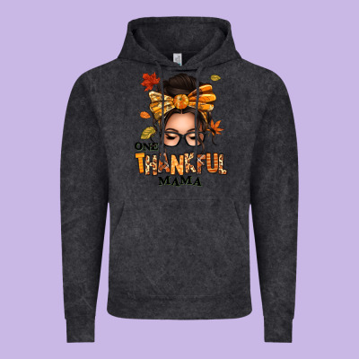 One Thankful Mama Afro Messy Bun Vintage Hoodie Designed By Texasbilliewilder