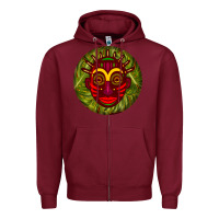Burgundy african masks round earrings 4 Zipper Hoodie - BundleAndBundleShop