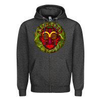 Charcoal Heather african masks round earrings 4 Zipper Hoodie - BundleAndBundleShop