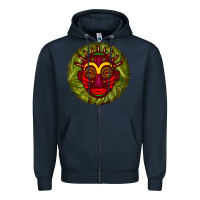 Navy african masks round earrings 4 Zipper Hoodie - BundleAndBundleShop
