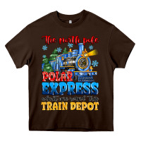 Chocolate Brown thr north pole polar express admit one round trip Heavy Core Tee - MaliasSmallBusiness