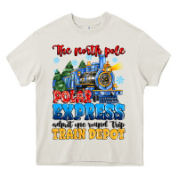 Cream thr north pole polar express admit one round trip Heavy Core Tee - MaliasSmallBusiness