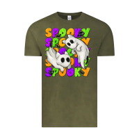 Vintage Olive Spooky with Ghost Cats Vintage Tee - texasbilliewilder