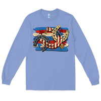 Colony Blue 4th of july horseshoe Long Sleeve Tee - CowGirlArtShop
