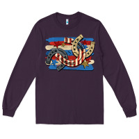 Plum 4th of july horseshoe Long Sleeve Tee - CowGirlArtShop