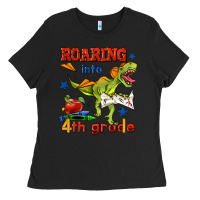 Black roaring into 4th grade Ladies Tee - BundleAndBundleShop