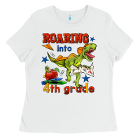 White roaring into 4th grade Ladies Tee - BundleAndBundleShop