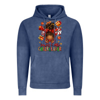 Vintage Denim santa's favorite cheerleader afro messy bun Vintage Hoodie - texasbilliewilder