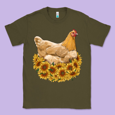 Chicken With Sunflowers Classic Tee Designed By Ranaportraitstore