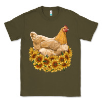 Army Green chicken with sunflowers Classic Tee - RanaPortraitStore