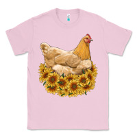 Bubblegum Pink chicken with sunflowers Classic Tee - RanaPortraitStore