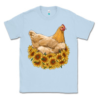 Dusty Blue chicken with sunflowers Classic Tee - RanaPortraitStore