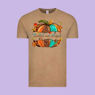 Pumpkin Thankful And Blessed Vintage Tee Designed By Nancycooperartshop