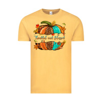 Vintage Mustard pumpkin thankful and blessed Vintage Tee - NancyCooperArtShop
