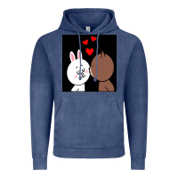 Vintage Denim brown bear cony bunny rabbit the kiss Vintage Hoodie - tuanDangUi