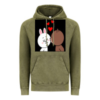 Vintage Olive brown bear cony bunny rabbit the kiss Vintage Hoodie - tuanDangUi